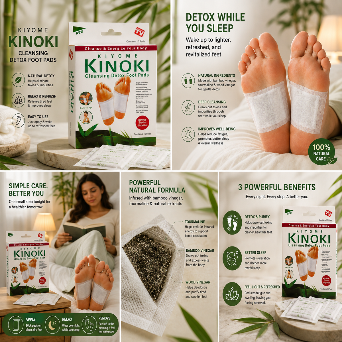 Kinoki Bamboo Vinegar Foot Patches โ Relaxing Foot Pads | 10 Pads Pack