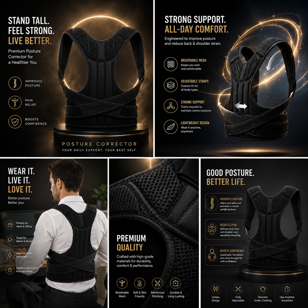Posture Corrector Belt – Comfortable Back & Shoulder Support