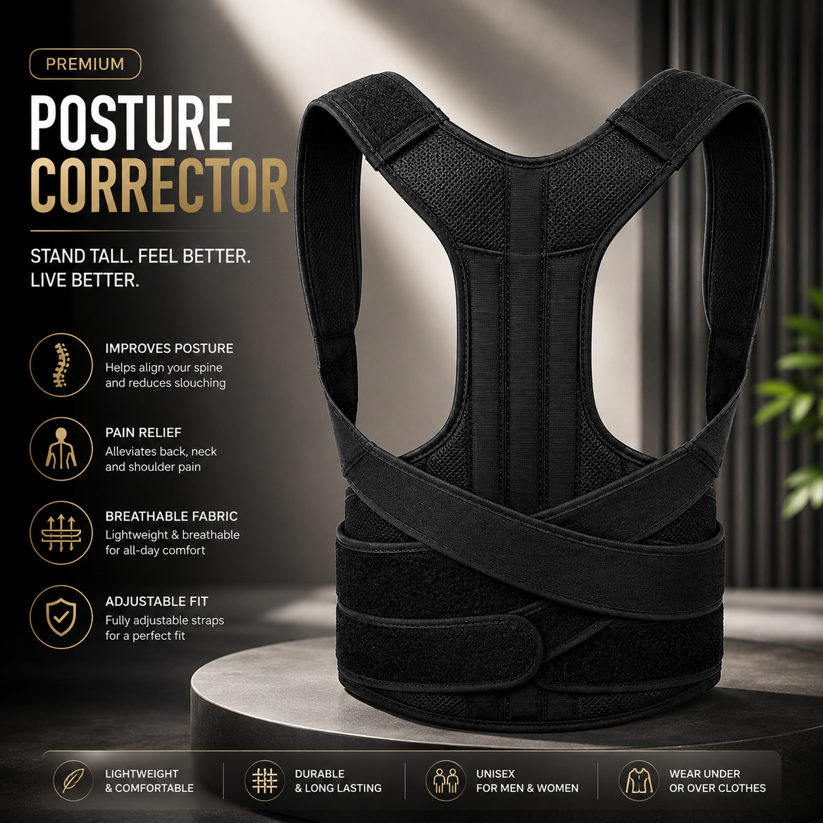 Posture Corrector Belt – Comfortable Back & Shoulder Support